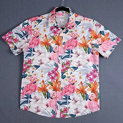 Tunevuse Shirt Mens Medium Short Sleeve Hawaiian Flamingo AOP Button Up • $25.61