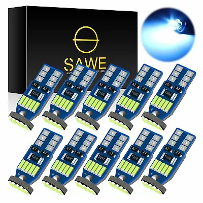 10 X Ice Blue 3014 15SMD LED Dome Map RV Light Bulbs 168 194 T10 W5W 2821 921 • $11.99