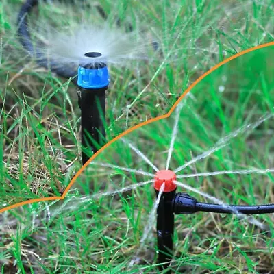 Garden Micro Irrigation Sprinkler Dripper 1/4 Inch Adjustable Stake- 360 Degree • £8.64