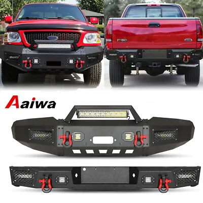 Front Rear Bumper Steel For 1997-2003 2004 Ford F150 W/Winch Plate & LED Lights • $550.04