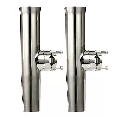 2X Stainless Steel Tournament Clamp On Fishing Rod Holder For Rails 1  To 1-1/4  • $43.99