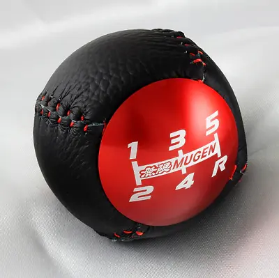 For JDM MUGEN Manual 5 Speed Black Leather Shift Knob HONDA CRZ Type R Civic FA5 • $66.23