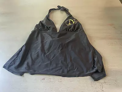 PEACE SIGNS Black Tie Back MUDD   Swimsuit Top TANKINI Size Large • $4.99