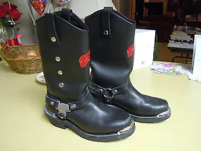 Women's Vintage   Red Wing   Black Leather Biker Style / Engineer Boots - 7.5 B • $49.99