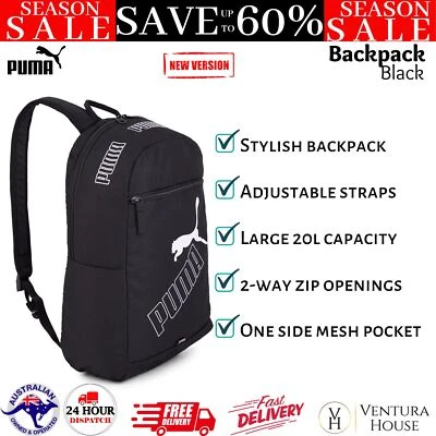 $101.96 • Buy Puma Phase Backpack II Bag 20L For Laptop Travel Work School Sports Padded Black