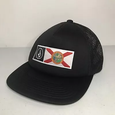 Genuine Volcom Trucker Hat Mesh Cap Great Seal State Florida Flag Black OS • $20