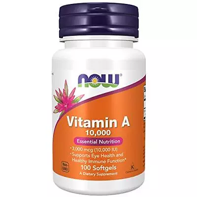 NOW Supplements Vitamin A 10000 IU Eye Health* Essential Nutrition 100 Softgels • $8.54