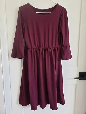 Mikarose Dress Size Small Wine Red Stretch Midi Dress • $13.99