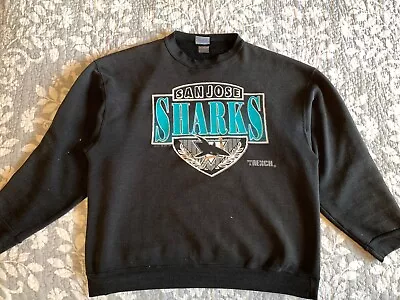 VINTAGE San Jose Sharks  Hockey Sweatshirt 1980’s/1990's TRENCH ULTRA XL • $32