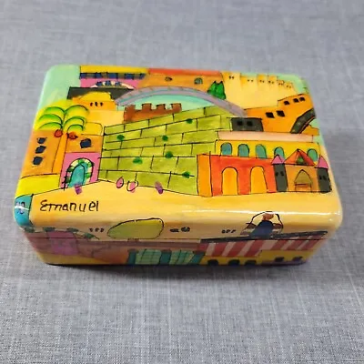 Judaism Artist Yair Emanuel  Wooden Jewelry Box Jerusalem Israel Colorful Paint • $34.95