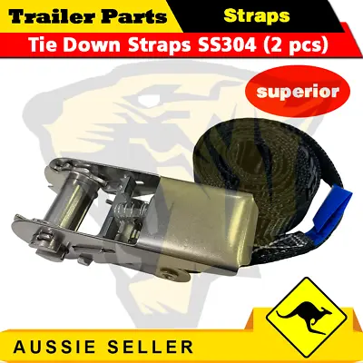 $23.99 • Buy 2 Pcs Ratchet Tie Down Straps SS304 Jet Ski Boat Trailer Strap