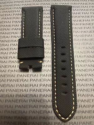 $115 • Buy Panerai OEM Black Canvas Strap 24/22MM W Beige Stitch For Tang Buckle