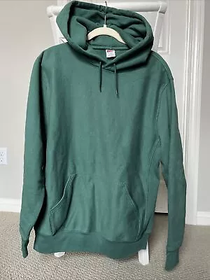 J. Crew Heritage 14-oz Fleece Hoodie Mens Large Forest Green Reverse Weave • $25