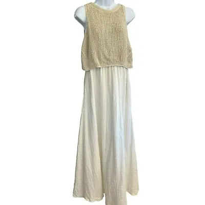 Anthropologie Moth Women's Simple Luxe Layered Linen Blend Sandstone Maxi Dress • $89