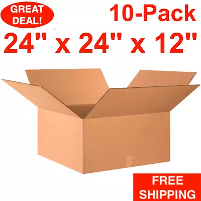 10-Pack 24  X 24  X 12  Cardboard Corrugated Shipping Boxes Moving Box Bundle • $72.99