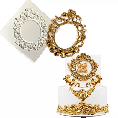 £2.75 • Buy Baroque Cake Frame Mold Fondant Silicone Relief Retro Sugarcraft Chocolate Mould