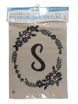 Burlap Garden Flag Monogram Letter S Rustic 12.5 X 18  Farmhouse Wreath  • $9.99