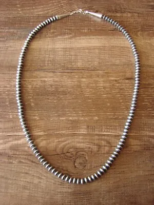 Navajo Pearl Sterling Silver Saucer Bead Hand Strung 22  Necklace • £135.11