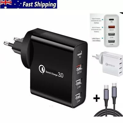 48W 4 Ports Quick Charger Adapter Charging 3.0 USB Type-c For IPhone 15 Pro Max • $23.99