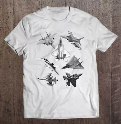 $9.99 • Buy American Fighters Jets F22 Raptor F14 Tomcat Plane Spotting T Shirt S-4XL