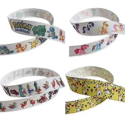 1m Cartoon Pokemon Disney 1in 25mm Craft Ribbon Card Making Headband Bows Cakes • £0.99