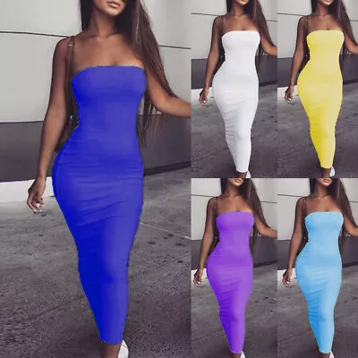$7.69 • Buy Womens Sexy Bodycon Dress Ladies Summer Fashion Strapless Long Wrapped Dresses