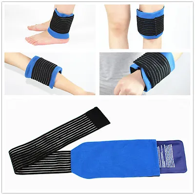 Hot Cold Gel Ice Pack With Compression Cuff Ease Pain For Back Neck Knee Ankle  • £5.30