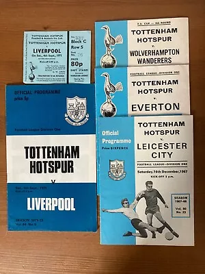 £4 • Buy Spurs V Liverpool 1971 Programme & Ticket Stub + 3 1960s Programmes