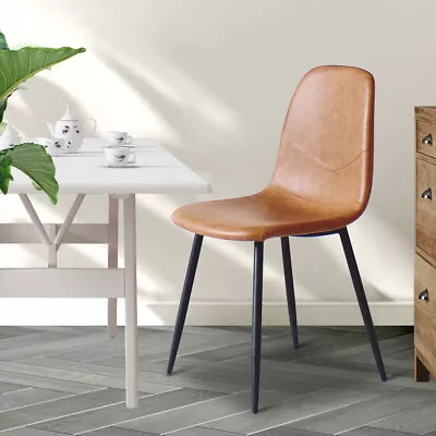 Levede 4x Dining Chairs Kitchen Eames Accent Chair Lounge Room Padded PU Leather • $209.99