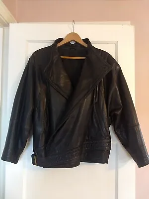 Rare Vintage Gianni Versace Unisex Black Leather Moto Biker Jacket • $600