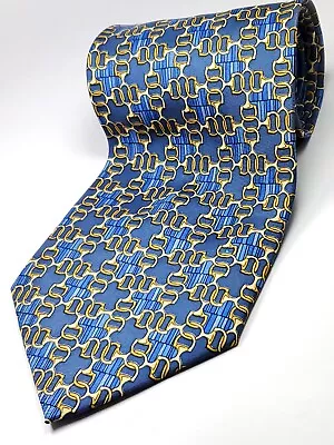 PAOLO GUCCI Made In ITALY 100% Silk Tie Men's Blue Yellow Gold Chain Necktie NEW • $19.99