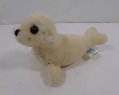 R.DAKIN 1981 Tan Cream WOOL SEAL PUP VINTAGE MINIATURE STUFFED ANIMAL 6  Doll • $16.99