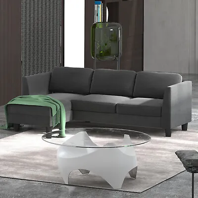 86Inch Convertible Sectional Sofa Velvet Couch With Reversible Chaise • $329.99