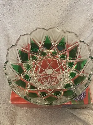 German Glass Crystal Bowl Walther-Glas Saturn Emerald Green Boxed • £24.99