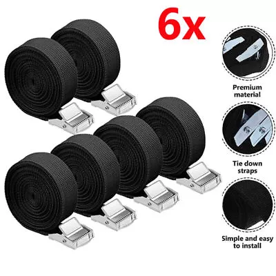 6 X Heavy Duty Ratchet Tie Down Straps Car Roof Rack Belts Quick Release 2.5M UK • £7.99