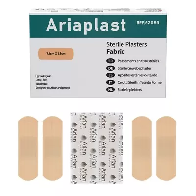 AriaPlast Sterile Fabric First Aid Wound Plasters- 7.2cm X 1.9cm Pack Of 100's • £5.20