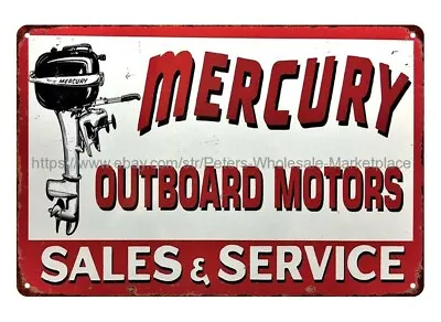 MERCURY OUTBOARD MOTOR OLD SCHOOL SIGN Metal Tin Sign Tin Plaque • $18.92