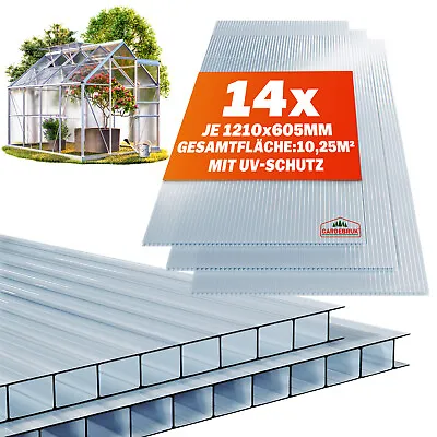 GARDEBRUK® 14x 4mm Twinwall Polycarbonate Sheets 11m² Roofing Greenhouse Carport • £59.95