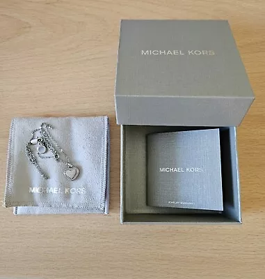 Michael Kors Diamante Silver Heart Necklace Mint Condition With Pouch & Box • £55