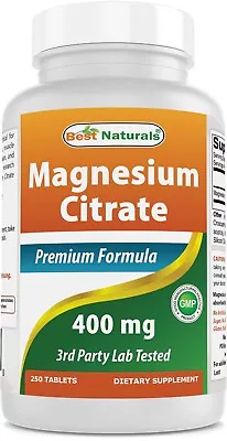 Best Naturals Magnesium Citrate (Citrato De Magnesio) 400mg 250 Tablets • $14.99