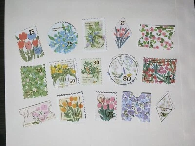 $1.80 • Buy 15pc Stamp Design Floral Stickers Vintage Aesthetic Bullet Journal Scrapbook