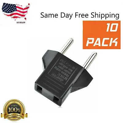 10-Pack US USA To EU Euro Europe Power Jack Wall Plug Converter Travel Adapter • $9.99