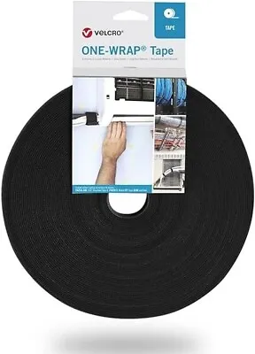 VELCRO® Brand ONE-WRAP® Black 10 16 20 25mm Cable Tie Hook & Loop Roll 25mt • £34.68