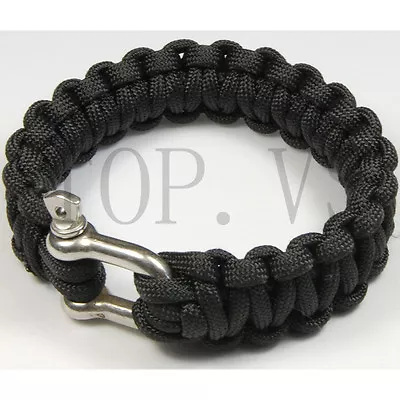 550 Paracord Military Camping Hiking Bracelet Parachute Cord Metal Shackle #1 • $3.29