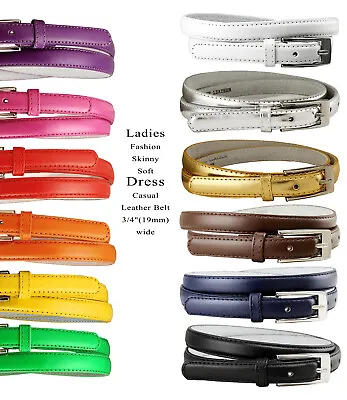 Women Solid Color Skinny Dress Belt 3/4  Wide  *Multiple Colors!* SHIPS FROM US • $9.56