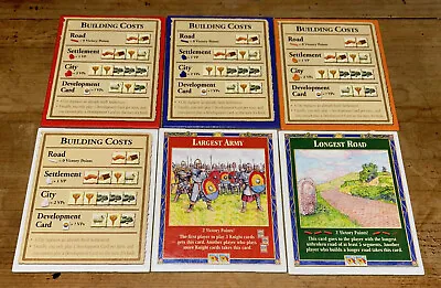 Settlers Of Catan Game 3061 BUILDING COSTS And SPECIAL CARDS Replacement Parts • $2.95