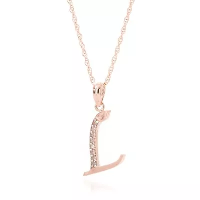 14k. Solid Gold Necklace With Natural Diamonds Initial 'l' Pendant • $624.47