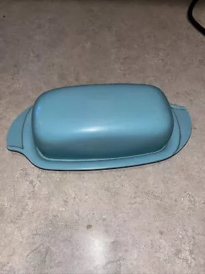 MCM Boonton Ware Aqua Blue Winged Butter Dish With Lid Made In USA #520 & 520-2 • $19