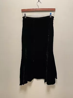 Vintage J. Jill Womens Maxi Skirt Small Black Crushed Velvet Rayon Flare Witchy • $31.39