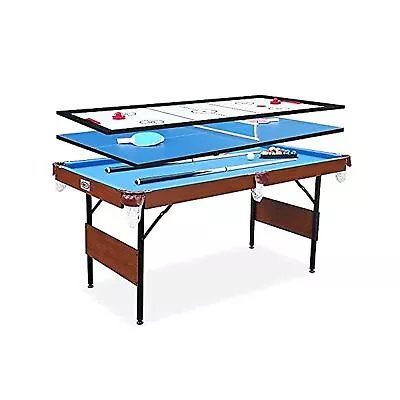 RACK Crucis 5.5-Foot Folding Billiard/Pool Table Blue 3-in-1 Multi Game • $724.58